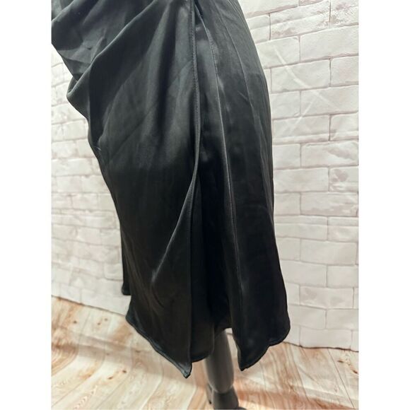 Black Cold Shoulder Long Sleeve Mini Dress Wrap V Neck Cocktail - Picture 9 of 14